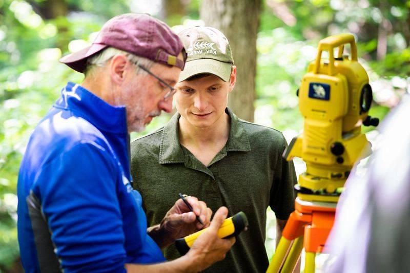 A GVSU Biology professor conducts research with a graduate student.